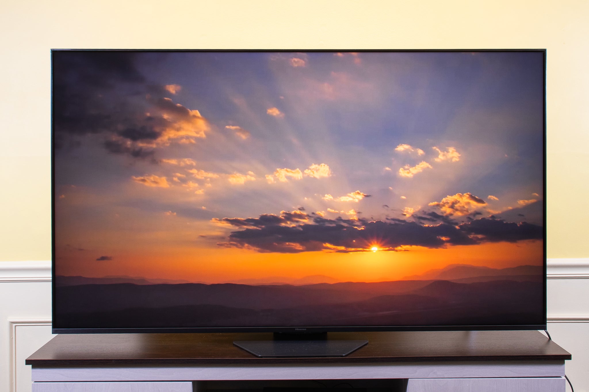Technician inspecting an LCD television panel